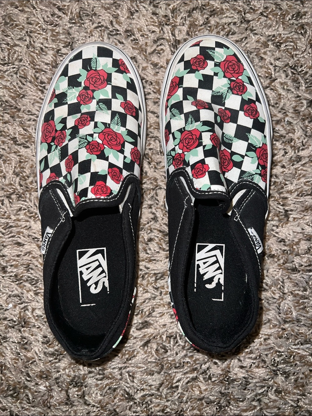Vans Checkerboard Slip-On with Roses